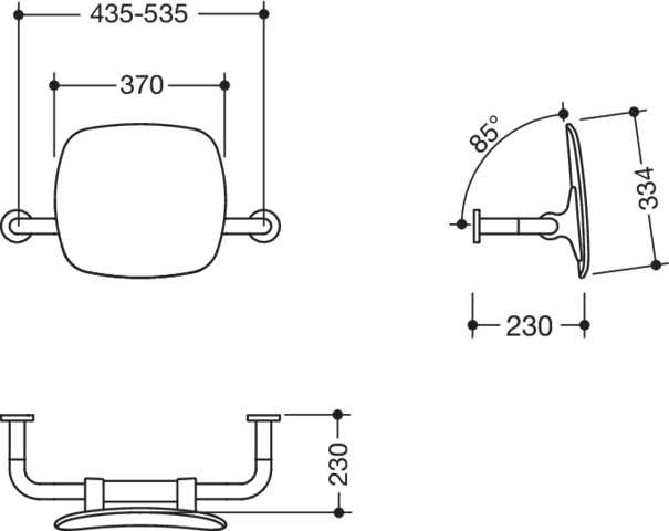Rückenstütze BS Fb 90, WA 230mm Wandmontage reinweiß Rückenstütze BS Fb 90, WA 230mm Wandmontage reinweiß