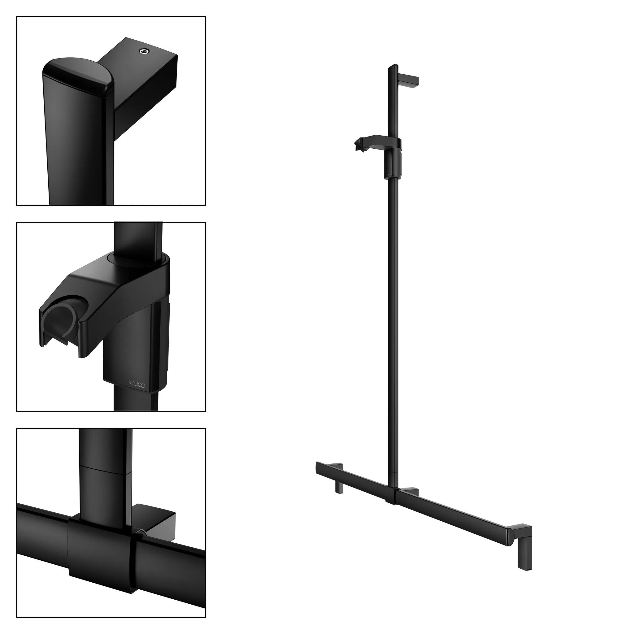 KEUCO AXESS Duschhandlauf mit Brausestange 1200⁄1300 mm schwarz matt