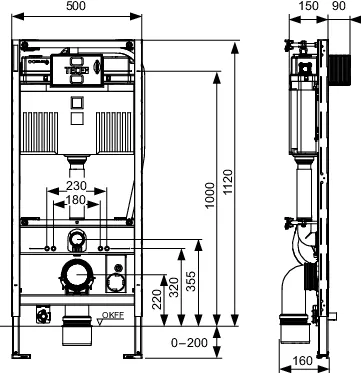 TECEprofil WC-Modul mit Uni-Spülkasten, für TOTO Neorest Washlet (WC) AC 2.0/EW 2.0, Bauhöhe 1120 mm