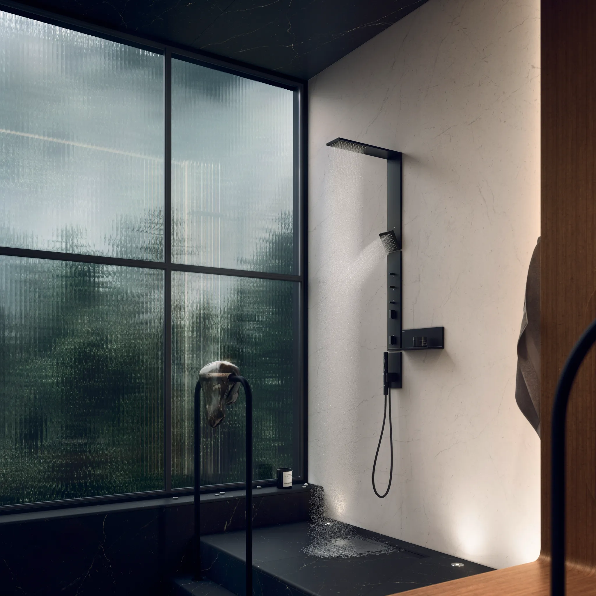 AXOR ShowerComposition Duschpaneel mit Thermostat, Kopfbrause 110/220 1jet und Schulterbrause Chrom