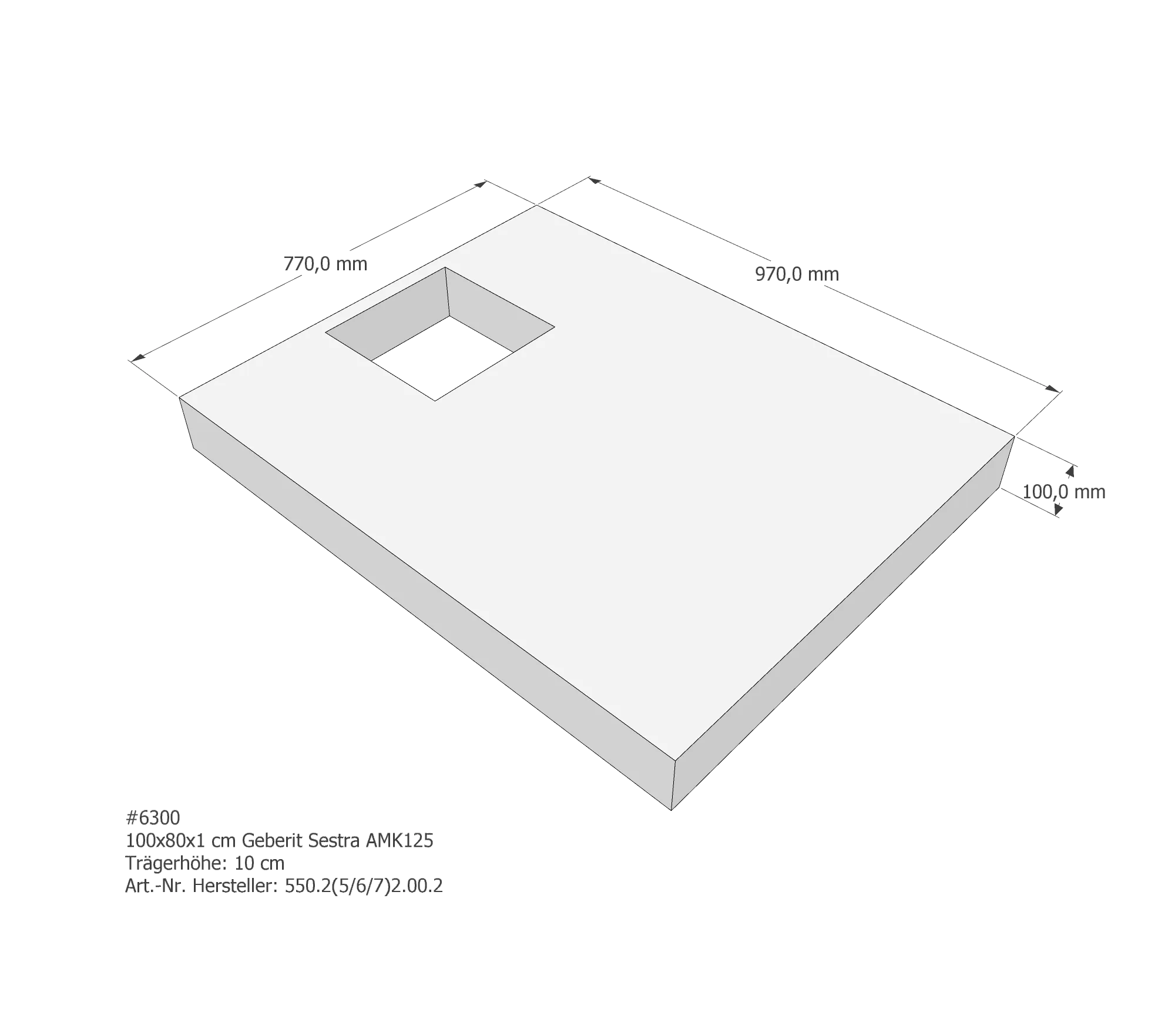 Duschwannenträger für Geberit Sestra 100 × 80 × 1 cm
