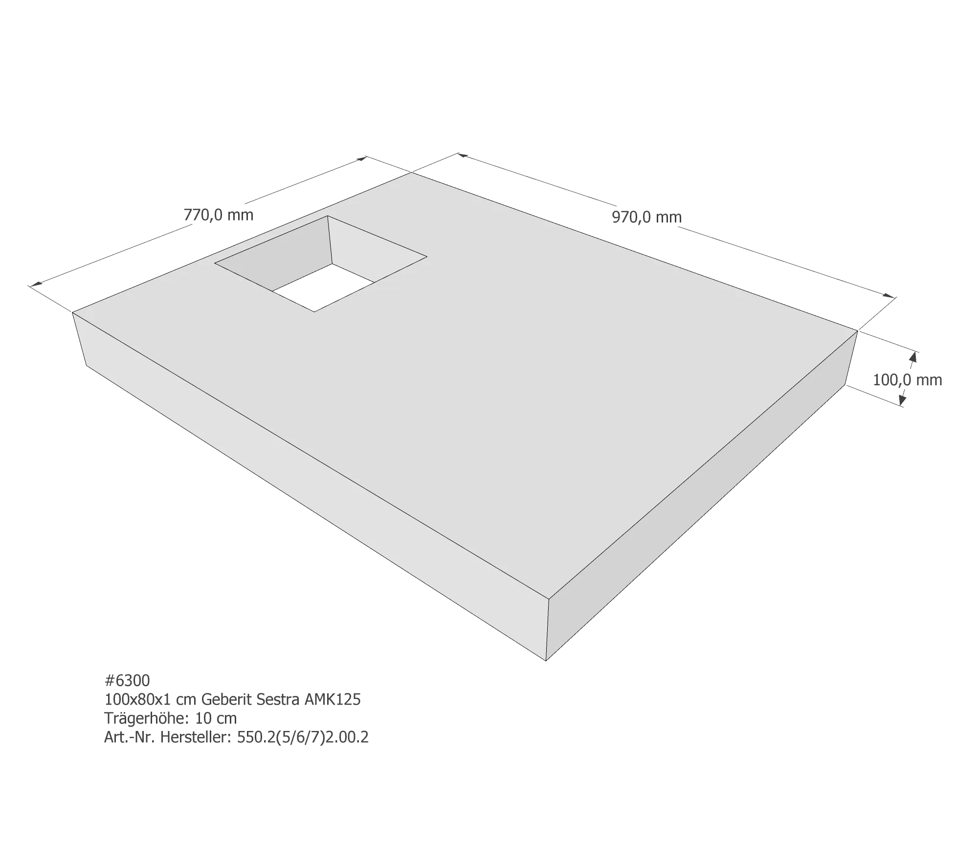 Duschwannenträger passend für Geberit Sestra 100 × 80 × 1 cm Duschwannenträger passend für Geberit Sestra 100 × 80 × 1 cm