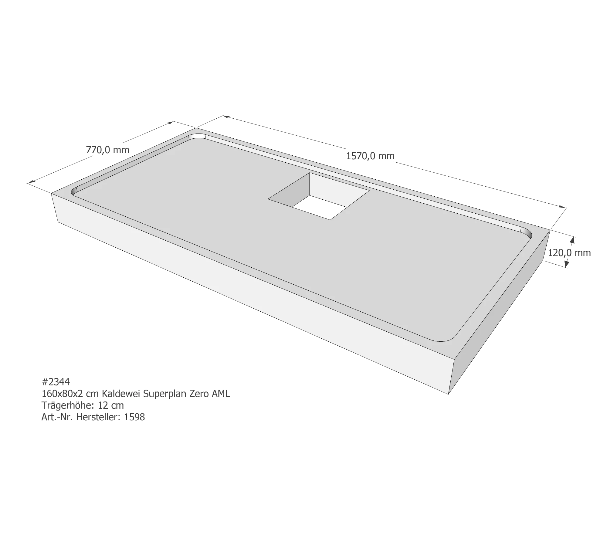 Duschwannenträger für Kaldewei Superplan Zero 160 × 80 × 2 cm Breite: 80 cm / Länge: 160 cm