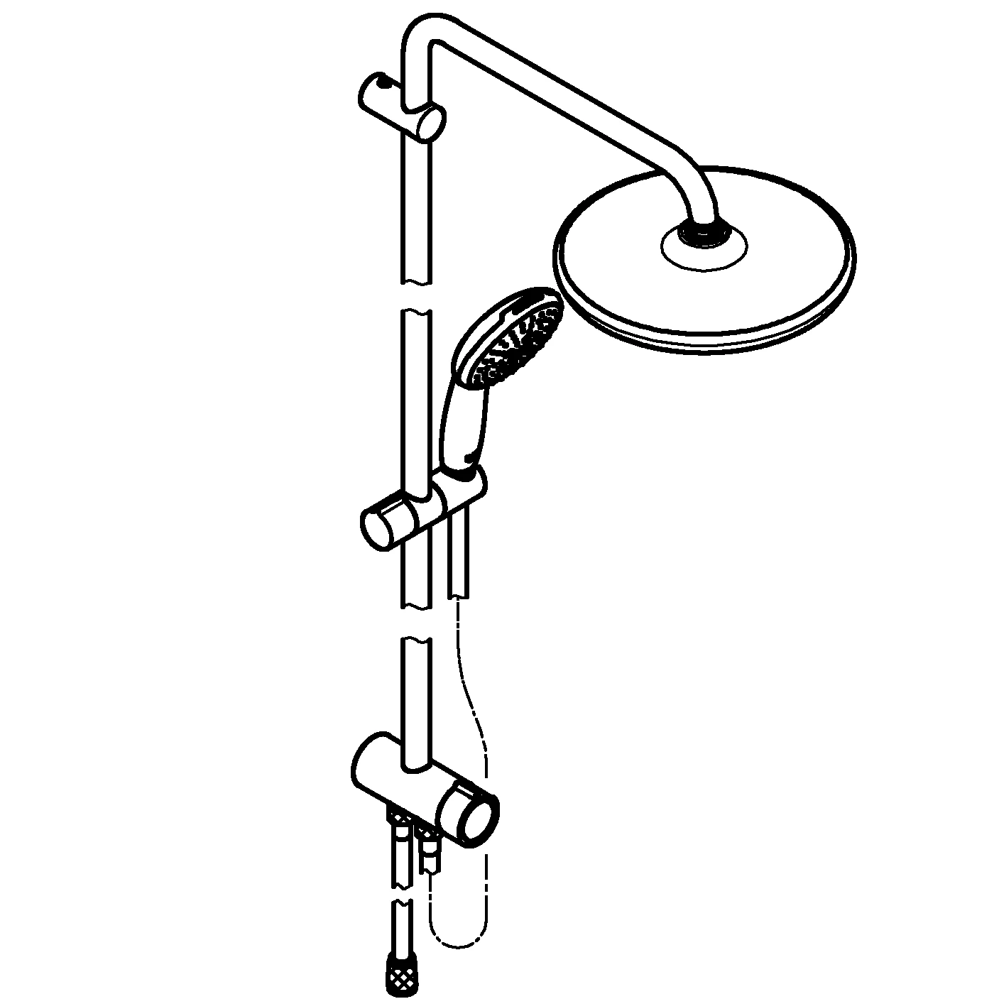 Duschsystem Tempesta 250 26675_1, mit Umstellung, Wandmontage, Kopfbrause Tempesta 250, Kopfbrause Tempesta 250 (26 666), 2 Strahlarten, Handbrause Tempesta 110, 3 Strahlarten, Water Saving, maximaler Durchfluss (bei 3 bar): 8.5 l/min, chrom