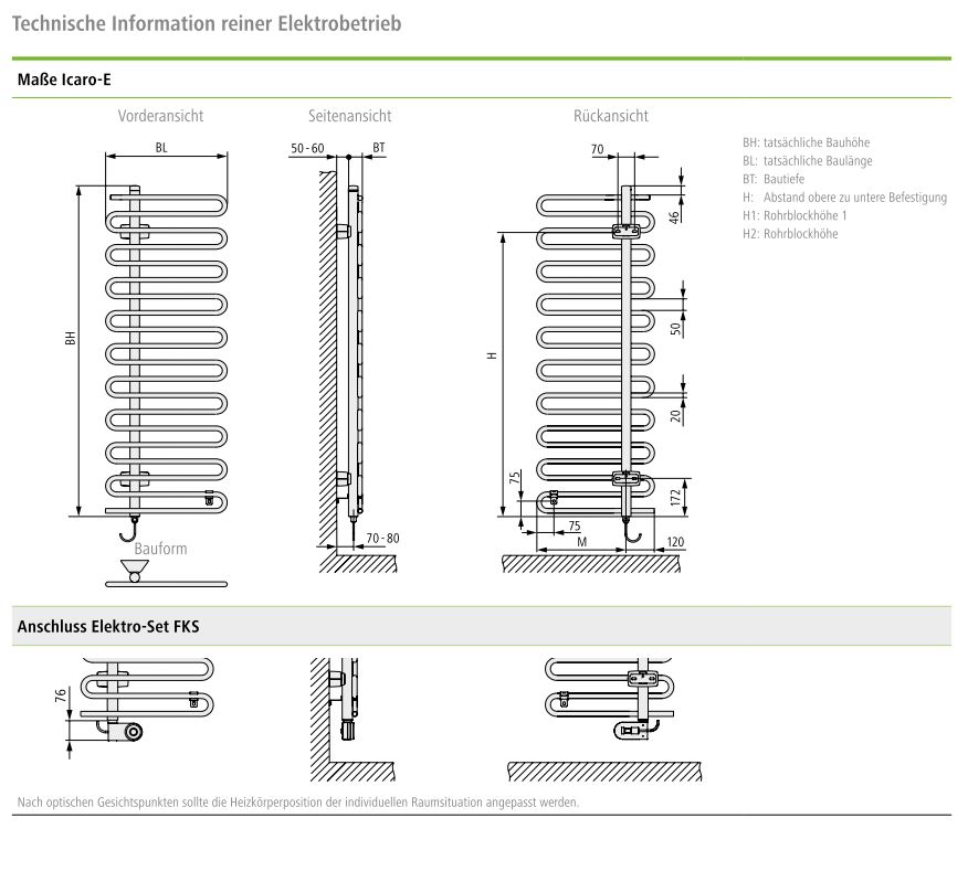 Kermi Design-Elektroheizkörper „Icaro®-E“ 40 × 184,1 cm in Weiß