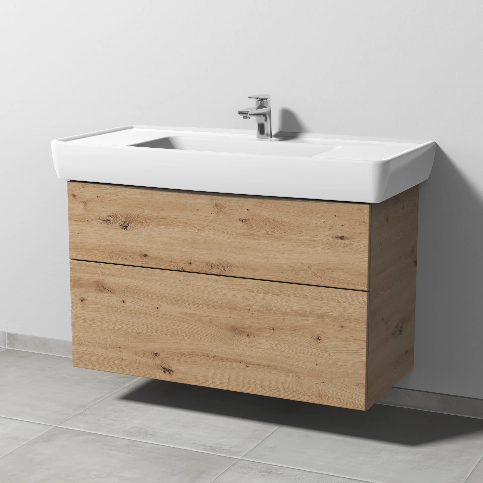 Sanipa Waschtischunterschrank „3way“ passend zu Keramik-Waschtische Pro A von Laufen 950 × 588 × 447 mm in Eiche Natural-Touch