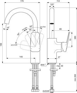 Einhand-Waschtischarmatur „Ceraplan“ Ausladung 145 mm in Chrom