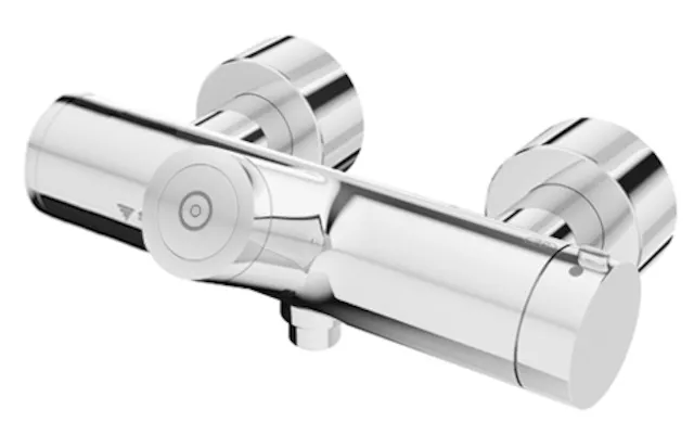 Aufputz-Duscharmatur VITUS VD-C-T / u, Mischwasser, Thermostat, Elektronisch, Selbstschluss, Batteriefach, 2x DN 15 G 1/2 AG, DN 15 G 1/2 AG (unten), chrom