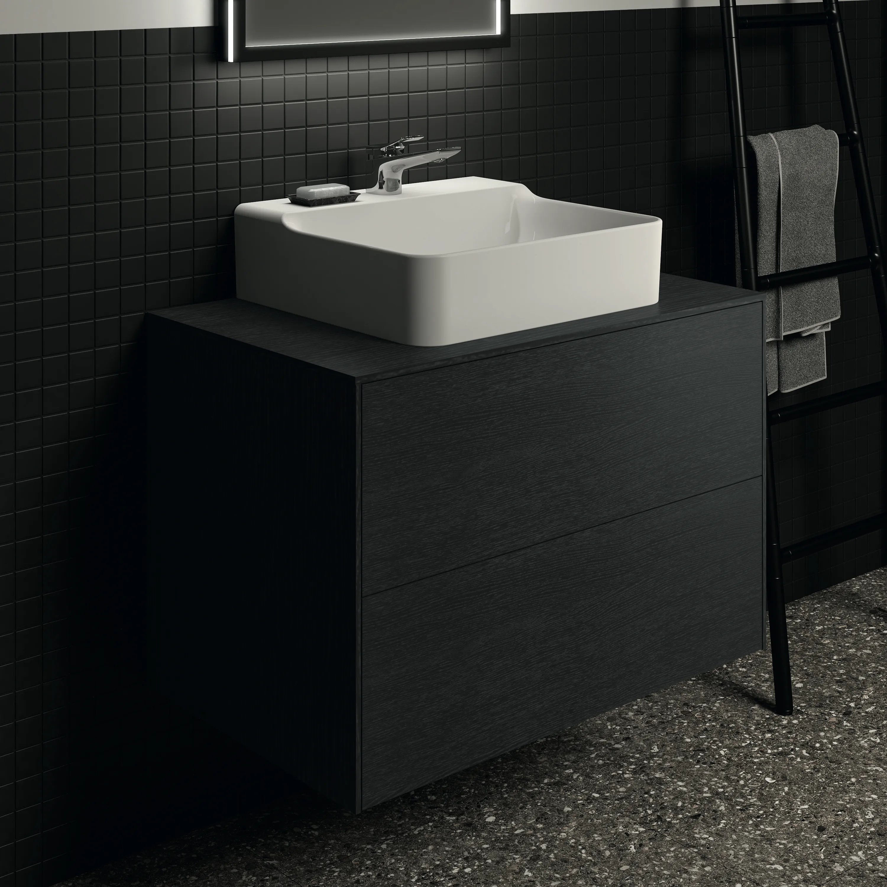 Ideal Standard Conca Waschtischunterschrank, Eiche geflammt, 802x505x550 mm, 2 Auszüge mit Push-Open und Softclose-Einzug