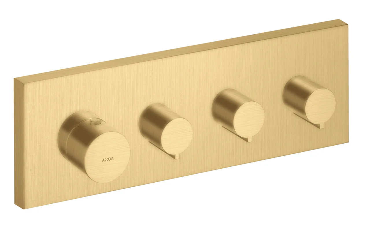 Hansgrohe AXOR ShowerSolutions Thermostatmodul 360/120 Unterputz eckig, Brushed Gold Optic, 3 Verbraucher, max. Durchfluss 59 l/min bei 3 bar Hansgrohe AXOR ShowerSolutions Thermostatmodul 360/120 Unterputz eckig, Brushed Gold Optic, 3 Verbraucher, max. Durchfluss 59 l/min bei 3 bar