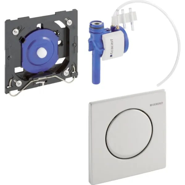 Geberit Urinalsteuerung mit pneumatischer Spülauslösung inkl. Betätigungsplatte „Mambo“ für 1-Mengen-Spülung in Edelstahl gebürstet Geberit Urinalsteuerung mit pneumatischer Spülauslösung inkl. Betätigungsplatte „Mambo“ für 1-Mengen-Spülung in Edelstahl gebürstet