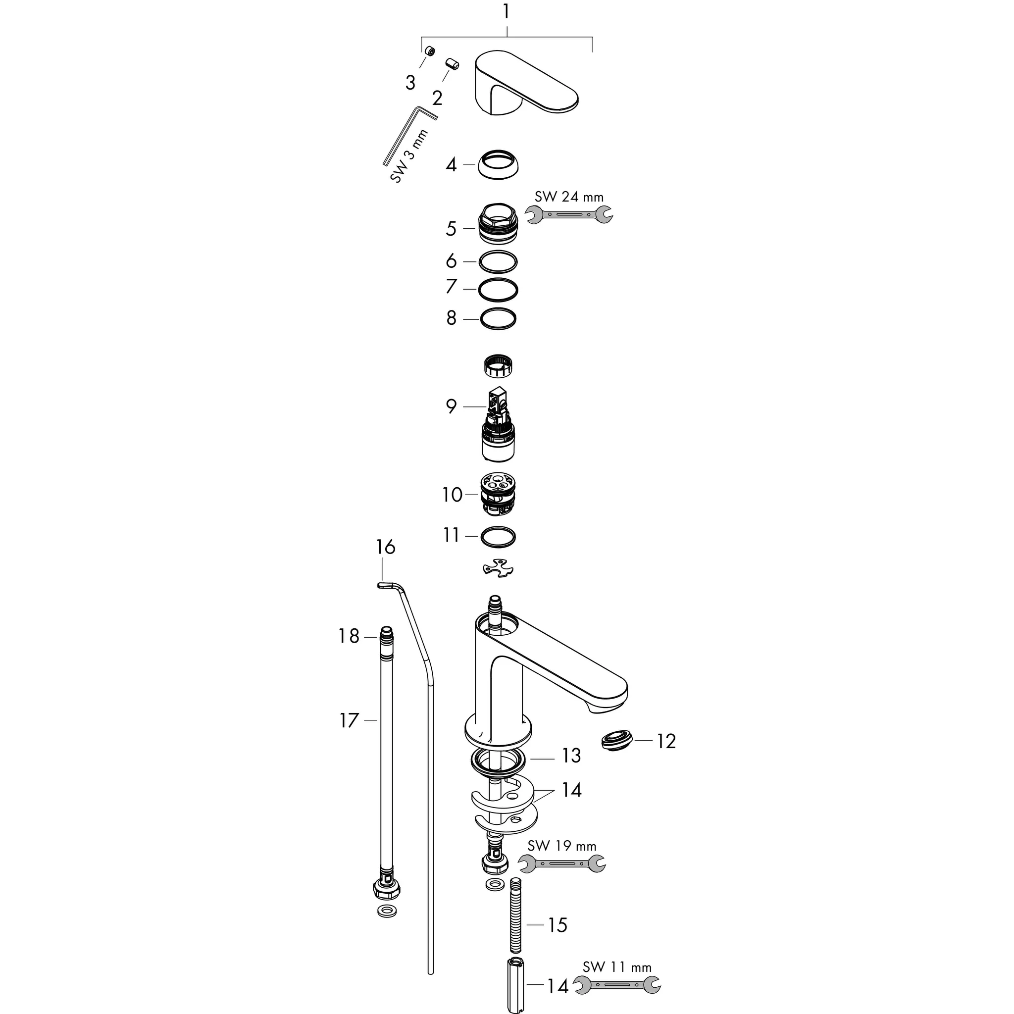 Einhebel-Waschtischmischer Rebris S 110 CoolStart m.Zugstange chrom