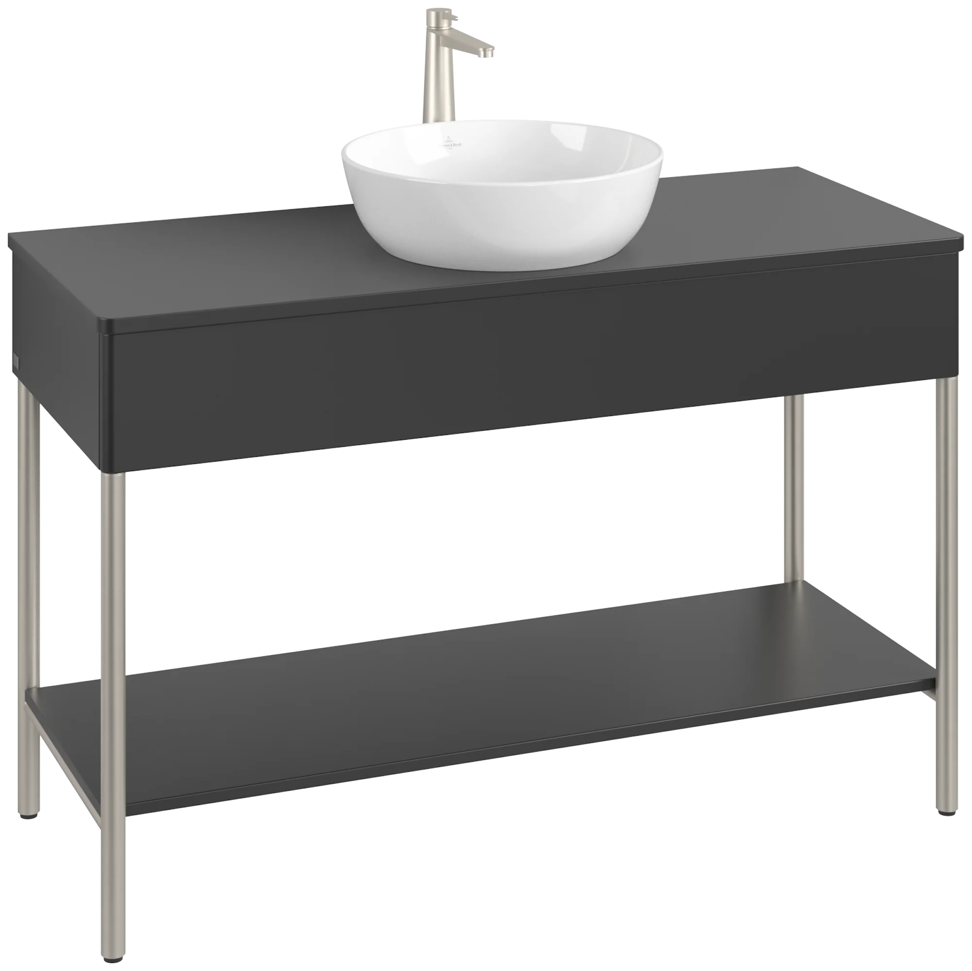 Villeroy & Boch Waschbeckenunterschrank Artis K65050, 1200x782x500 mm, Black Matt Lacquer, mit Metallgestell und Push-to-open Funktion