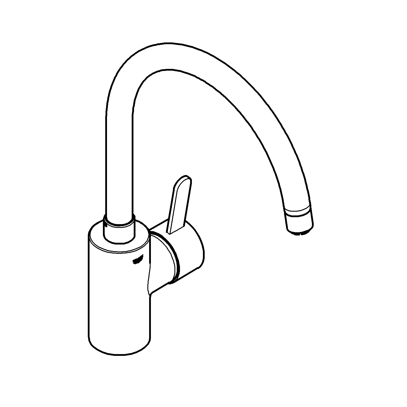 Einhand-Spültischbatterie Eurosmart Cosmopolitan 31180, hoher Auslauf, Einlochmontage, Niederdruck für offene Warmwasserbereiter, chrom