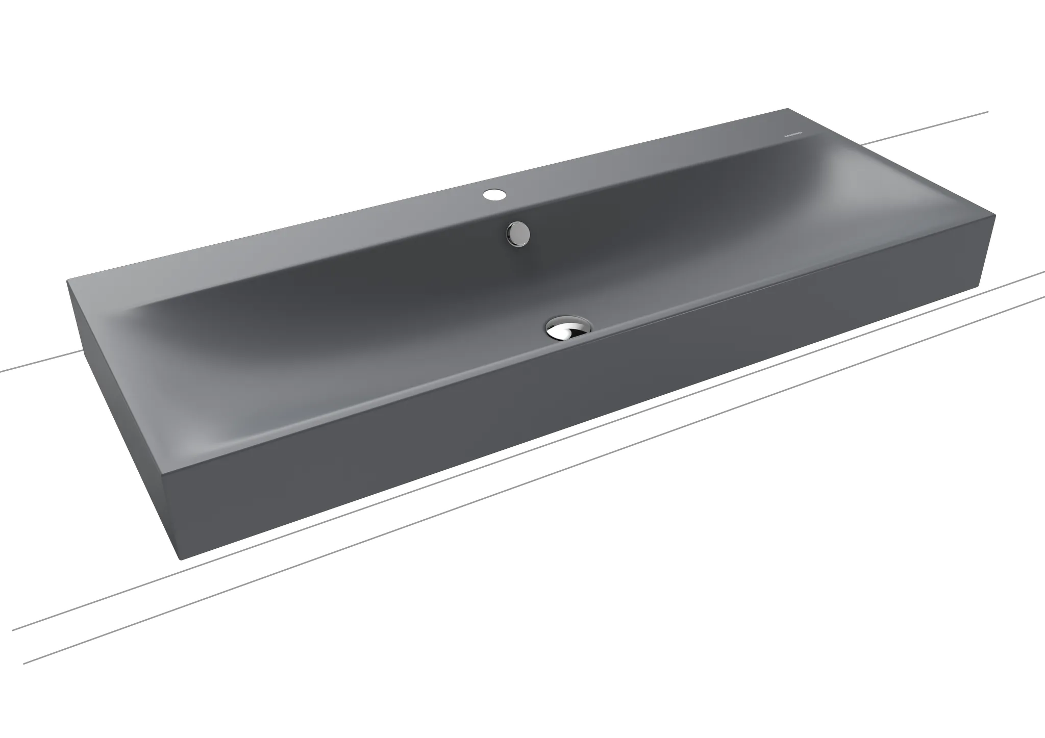 Doppelwaschtisch „Silenio“ 120 × 46 cm, ohne Hahnlochbohrung in cool grey 70 Doppelwaschtisch „Silenio“ 120 × 46 cm, ohne Hahnlochbohrung in cool grey 70