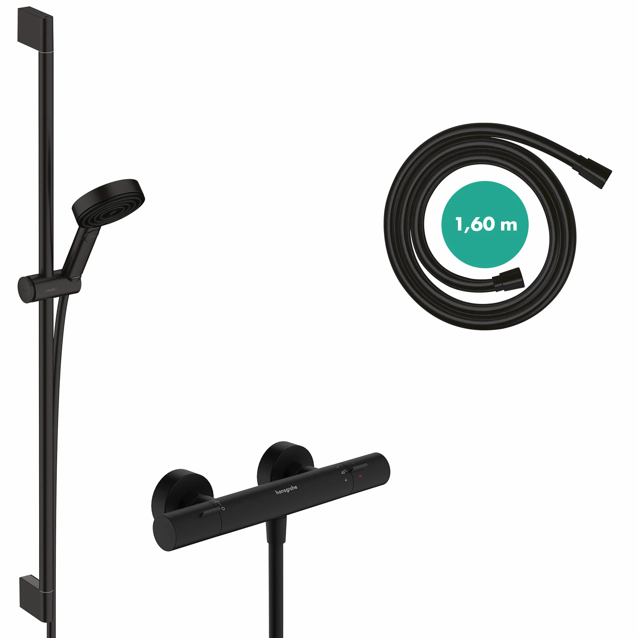 Hansgrohe Pulsify Select S 105 3jet Relaxation EcoSmart mit Ecostat Fine, Brausestange 90 cm, Mattschwarz Hansgrohe Pulsify Select S 105 3jet Relaxation EcoSmart mit Ecostat Fine, Brausestange 90 cm, Mattschwarz