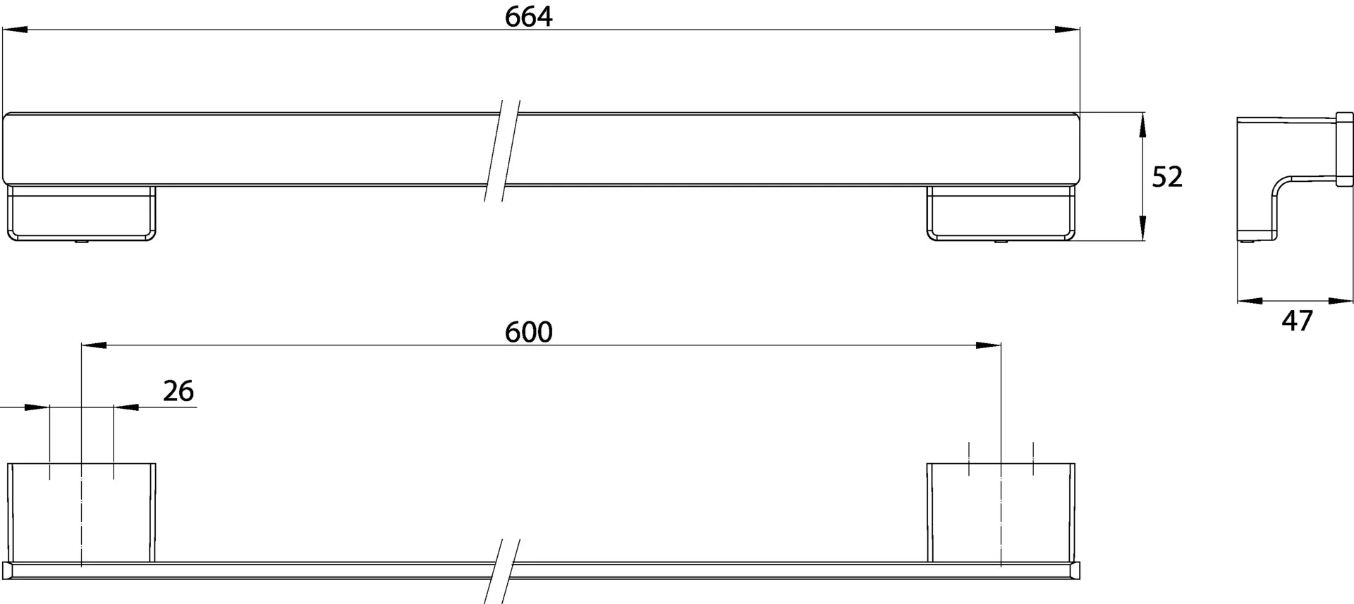 cue Badetuchhalter600mm, schwarz cue Badetuchhalter600mm, schwarz