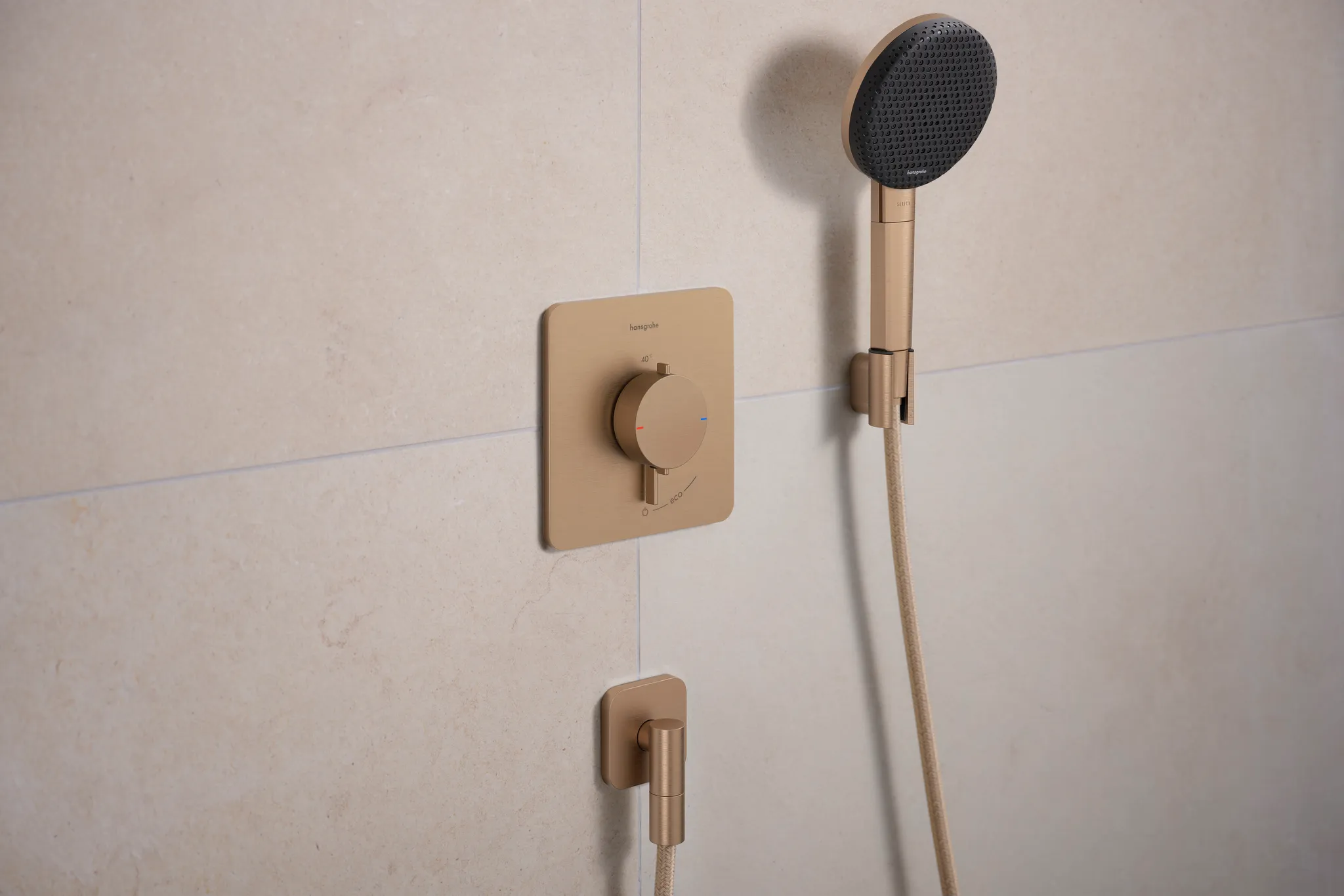 Halter für Handbrause „Porter Fine“, Befestigung verdeckt in Brushed Bronze