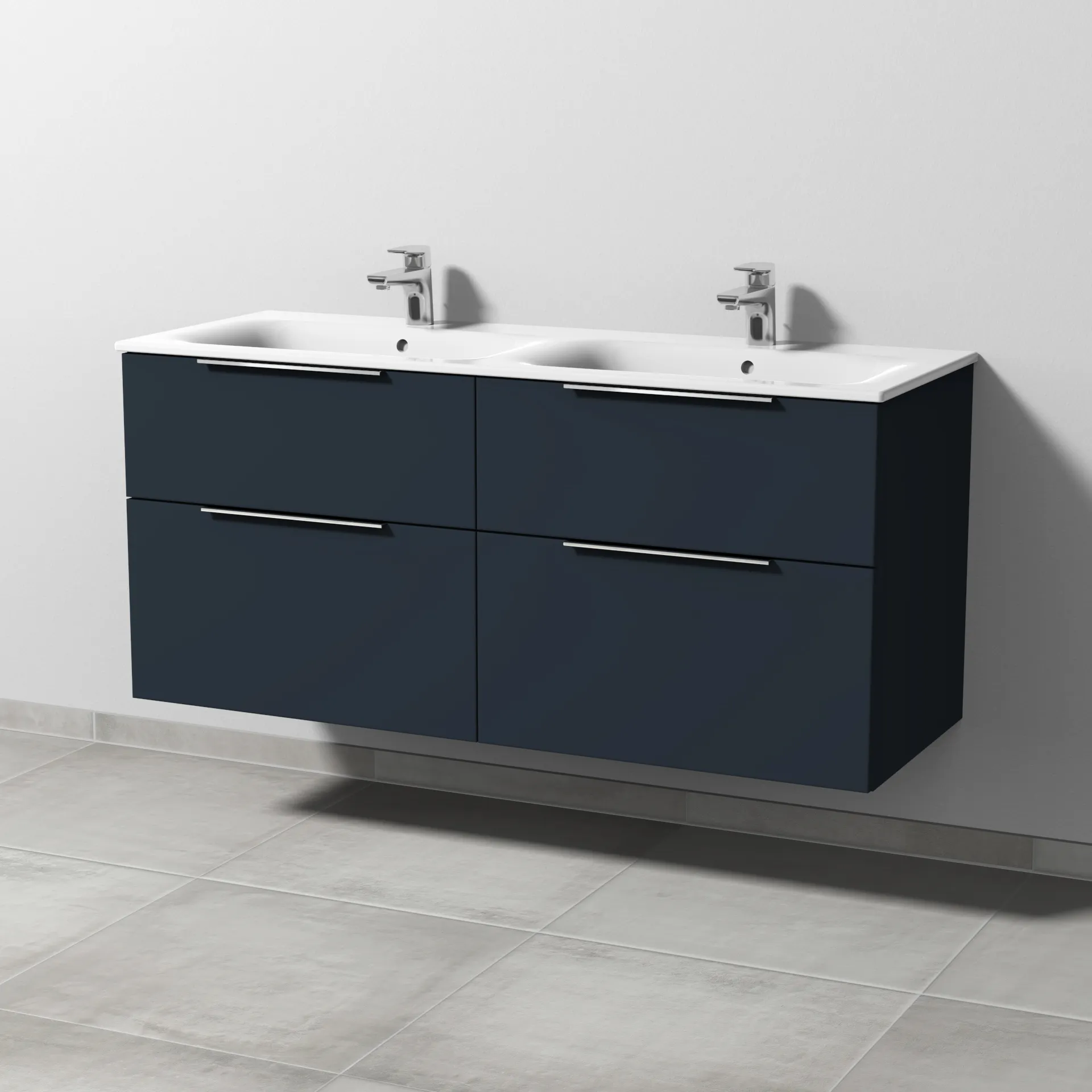 Sanipa Waschtischunterschrank „3way“ passend zu Keramik-Waschtische Renova Plan Slim von Geberit 1284 × 582 × 472 mm in Marine (matt)