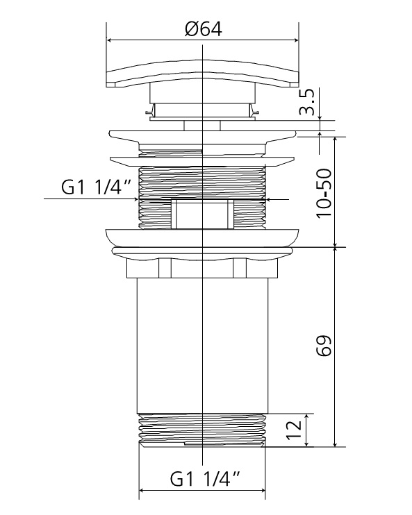 Ablaufgarnitur 1"1/4 AqvaZone - permanent offen - eckiger Stopfen - geeignet für Waschtische mit und ohne Überlauf - chrom