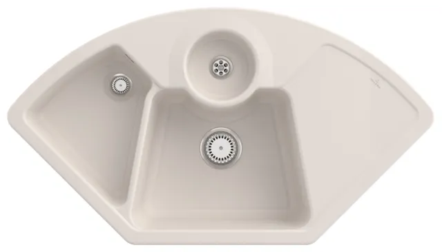 Villeroy & Boch Einbau-Küchenspülbecken „Solo Eck“ 1075 × 600 × 205 mm, Hahnlochposition links in Crema Villeroy & Boch Einbau-Küchenspülbecken „Solo Eck“ 1075 × 600 × 205 mm, Hahnlochposition links in Crema