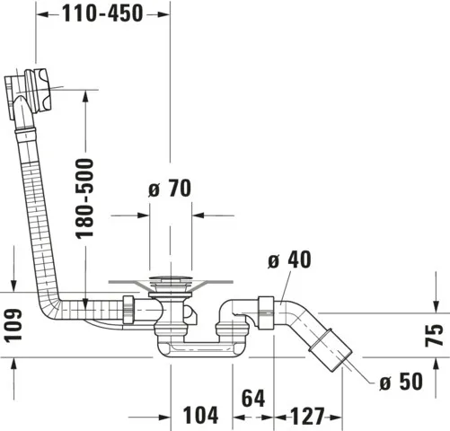 Duravit Ab- und Überlaufgarnitur für Badewannen Modell 791287 Duravit Ab- und Überlaufgarnitur für Badewannen Modell 791287