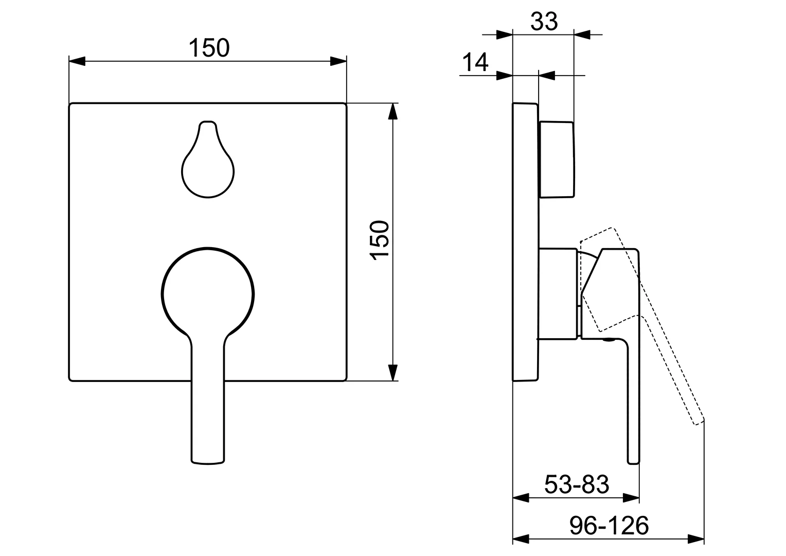 HansaRONDA Wannen- und Brausearmatur, Einhebelmischer Fertigmontageset für Wanne/Brause HansaRONDA 8384 Rosette eckig mit Sicherungseinrichtung Chrom