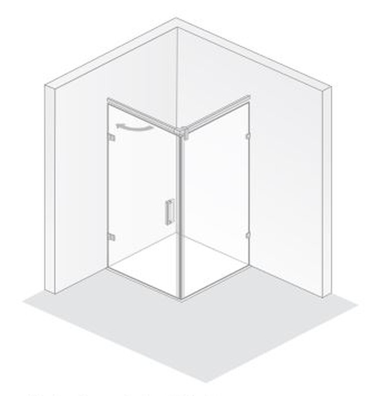 HSK rahmenlose Drehtür mit Seitenwand „Atelier Plan Pur“ Glas Grau, Scharniere Chromoptik (Alu Hochglanz poliert), Sondergröße HSK rahmenlose Drehtür mit Seitenwand „Atelier Plan Pur“ Glas Grau, Scharniere Chromoptik (Alu Hochglanz poliert), Sondergröße