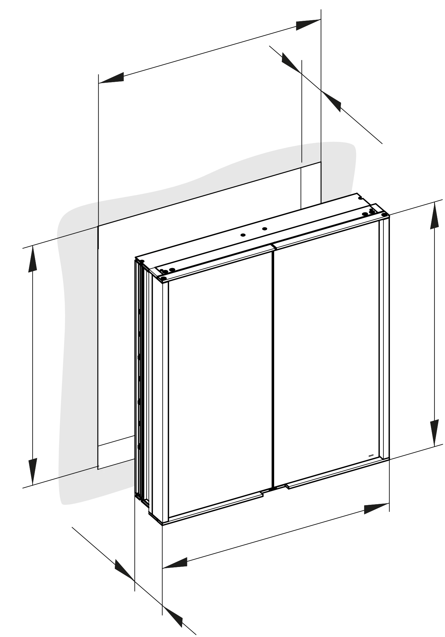 Royal Match 12811171301 Spiegelschrank Royal Match 2-türig, Wandeinbau 650 × 700 × 150 mm silber-eloxiert