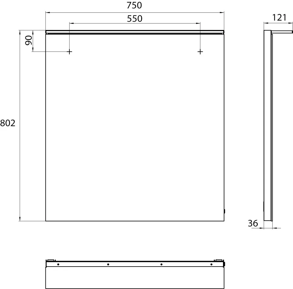 Lichtspiegel MI 200, 750 x 802 mm2700K/6500K, Sensor, m. Heizung, IP 20
