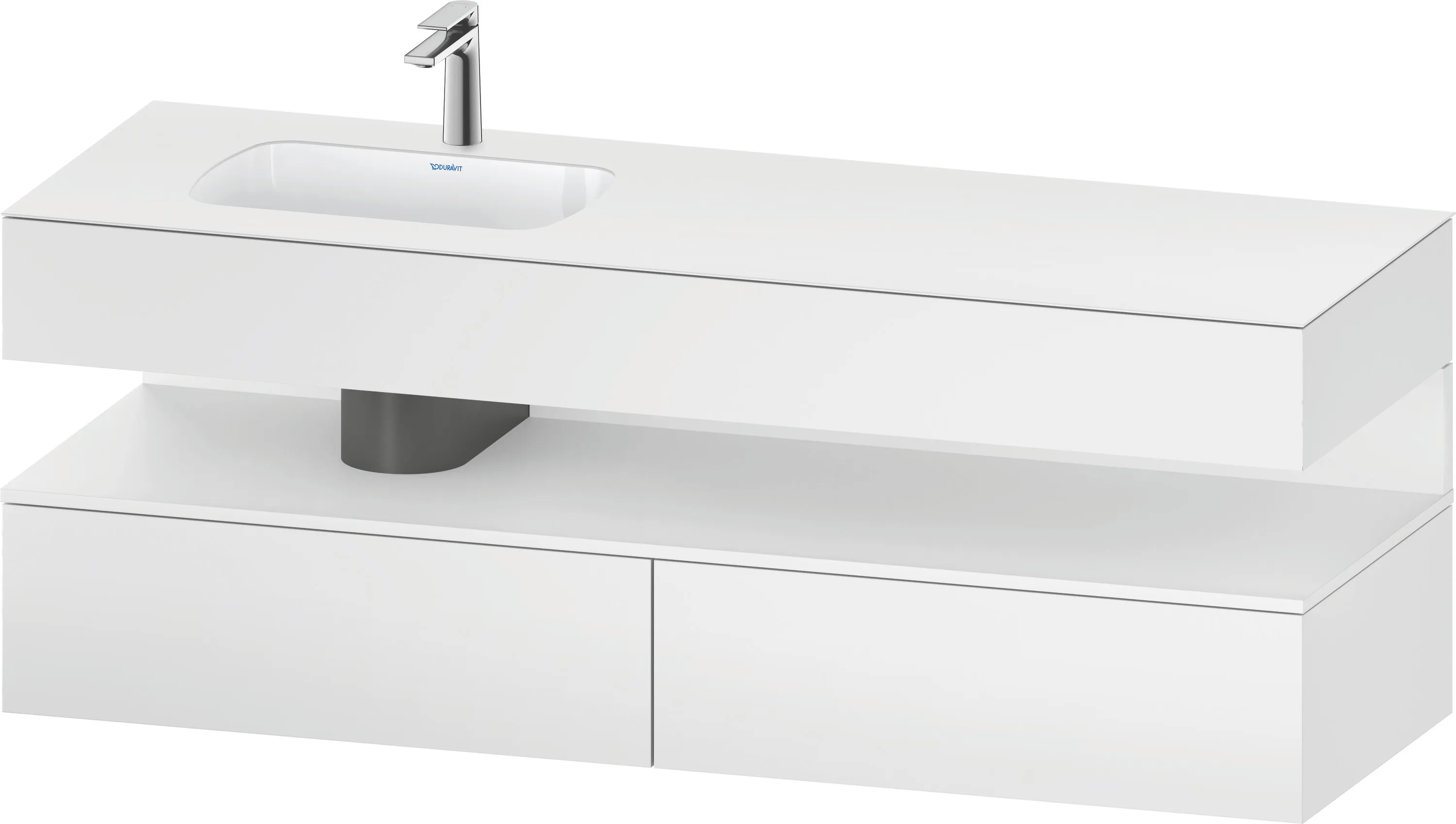 Einbauwaschtisch mit Konsolenwaschtischunterbau „Qatego“ 160 × 50 × 60 cm, mit Beleuchtung