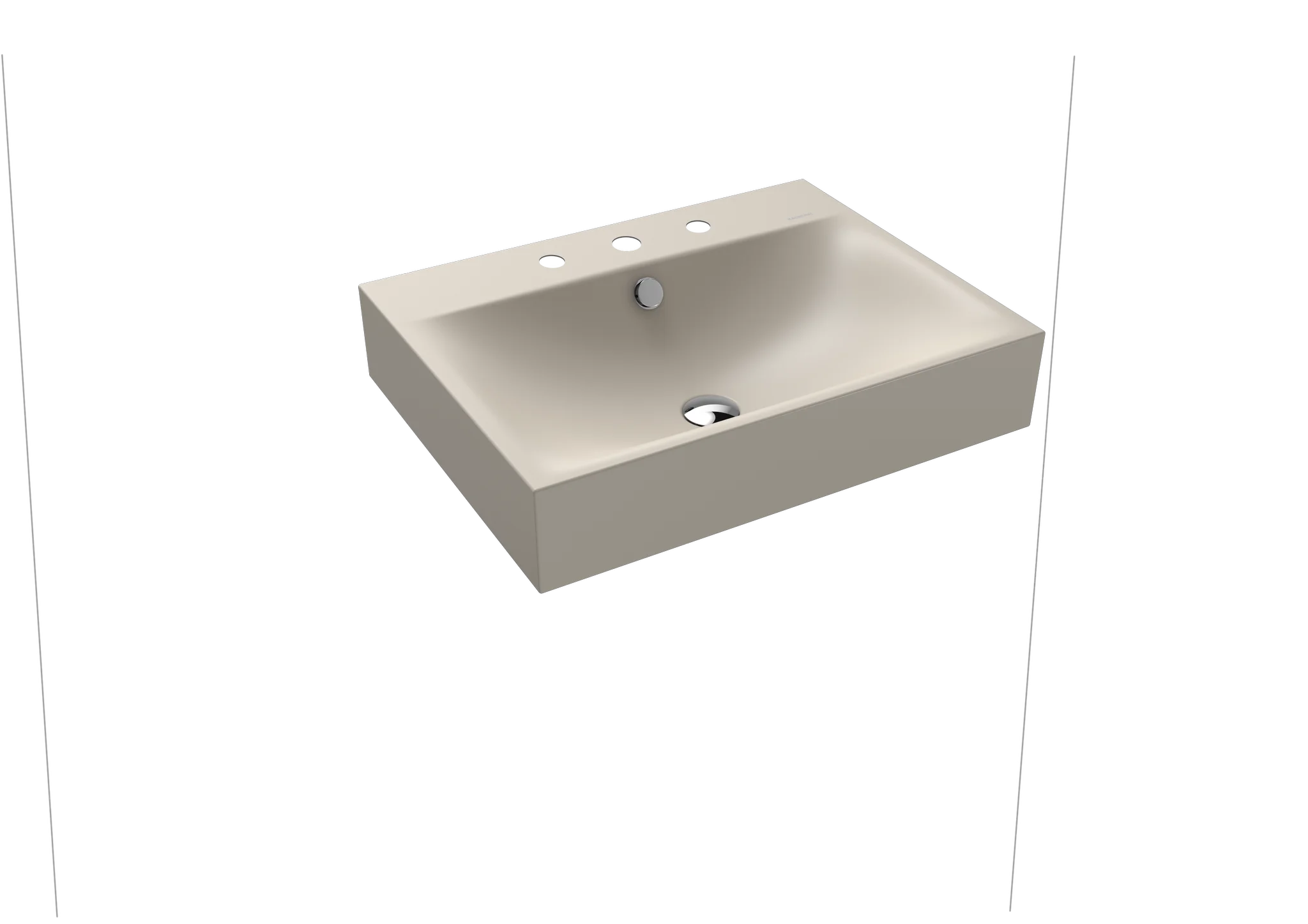 Kaldewei SILENIO Wandwaschtisch, 600x460 mm, warm grey 10, Perl-Effekt, 3HL, mit Überlauf, chrom Kaldewei SILENIO Wandwaschtisch, 600x460 mm, warm grey 10, Perl-Effekt, 3HL, mit Überlauf, chrom