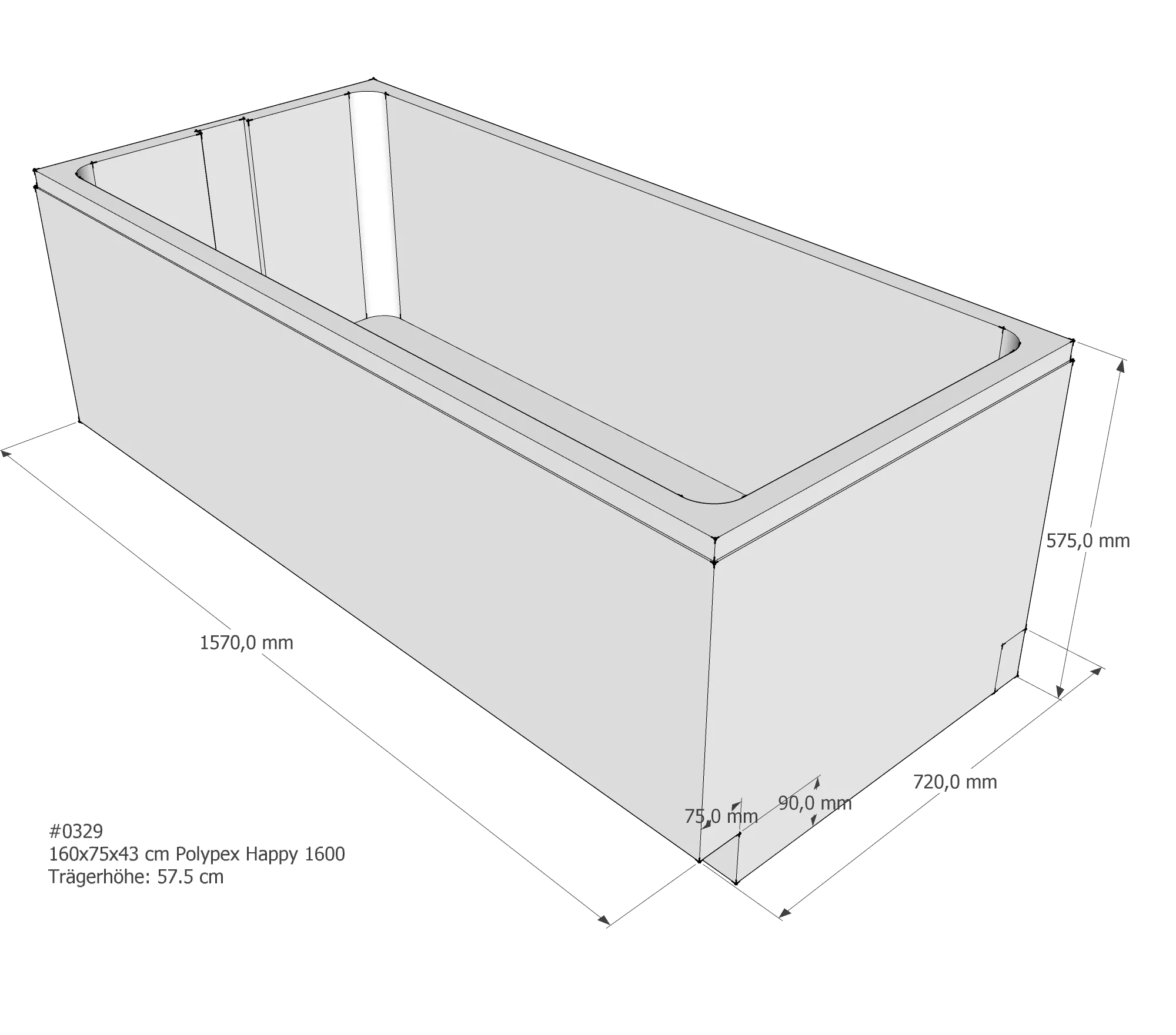 Badewannenträger passend für Polypex Happy 1600 160 × 75 × 43 cm Badewannenträger passend für Polypex Happy 1600 160 × 75 × 43 cm