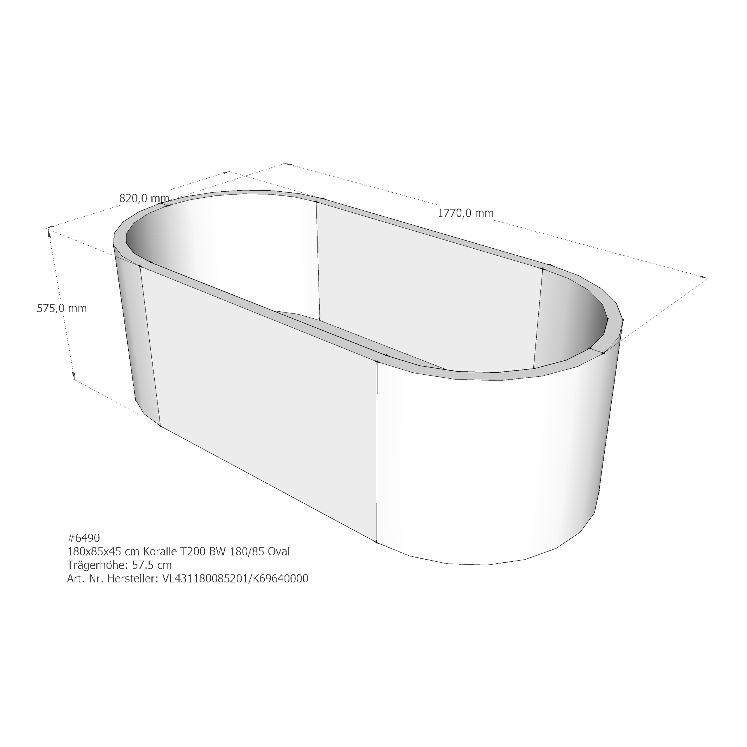 Badewannenträger für Koralle T200 BW 180/85 180 × 85 × 45 cm Badewannenträger für Koralle T200 BW 180/85 180 × 85 × 45 cm