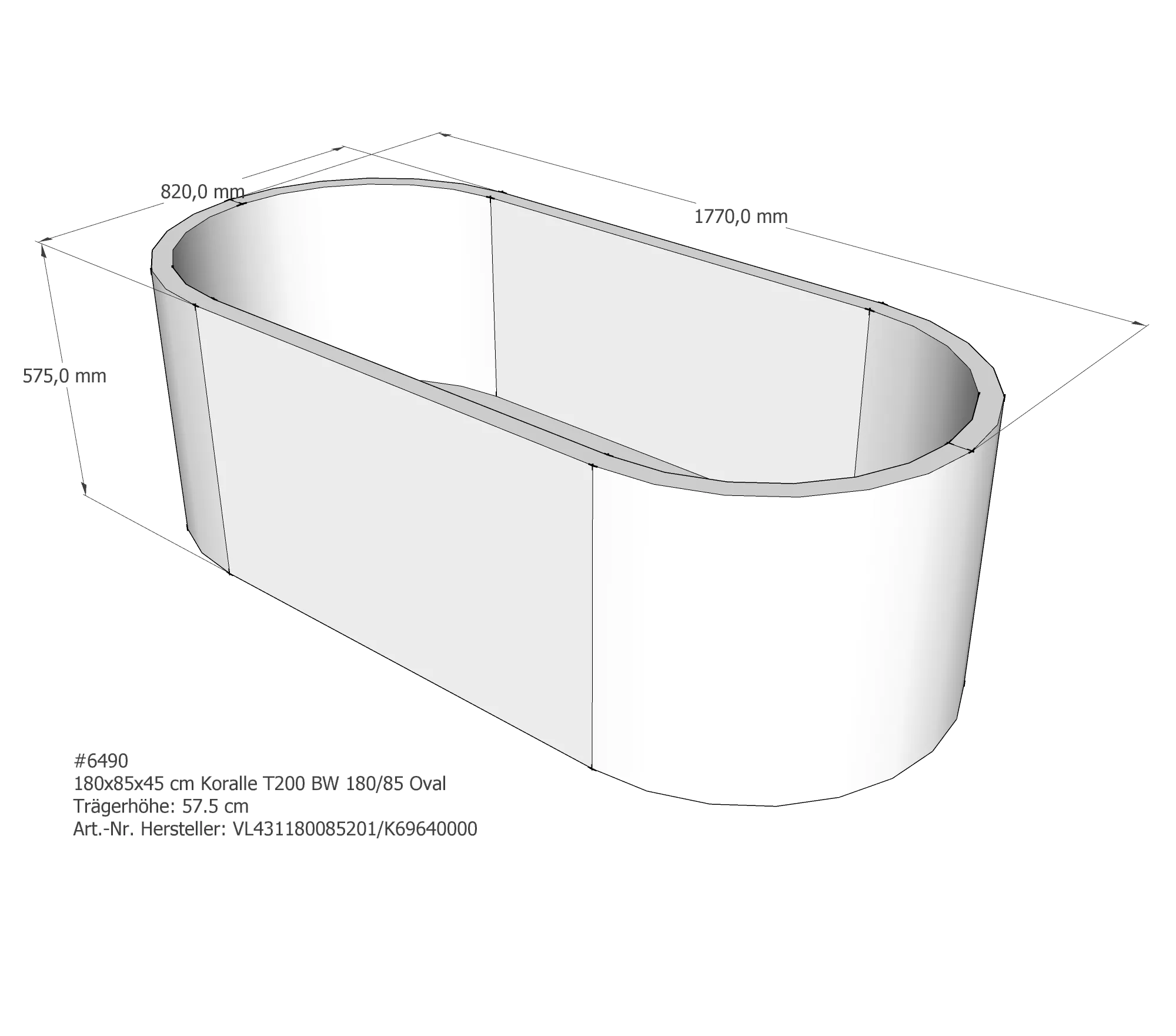 Badewannenträger für Koralle T200 BW 180/85 180 × 85 × 45 cm Badewannenträger für Koralle T200 BW 180/85 180 × 85 × 45 cm