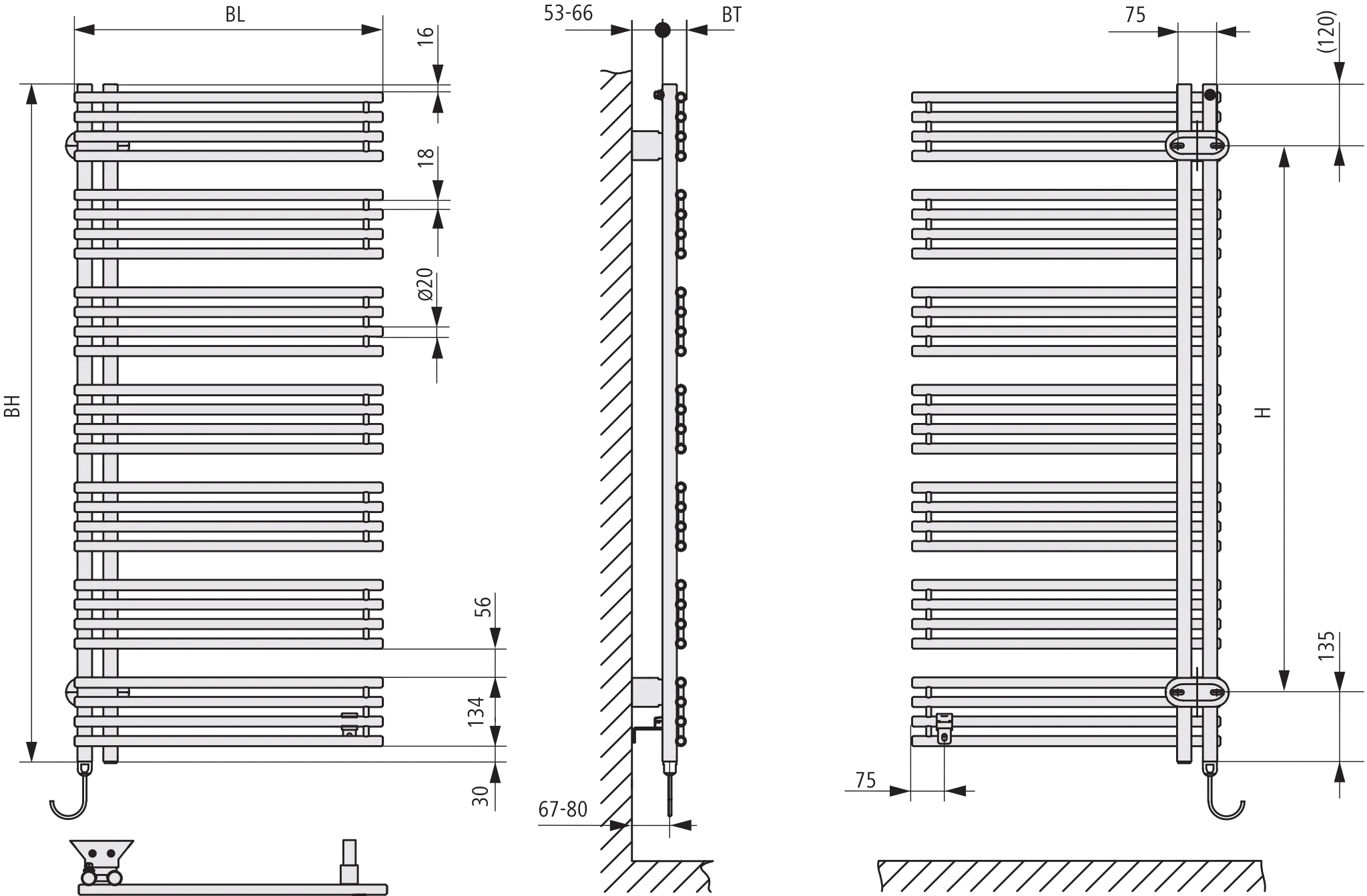 Kermi Design-Elektroheizkörper „Diveo®-E“ 45 × 94 cm in Weiß