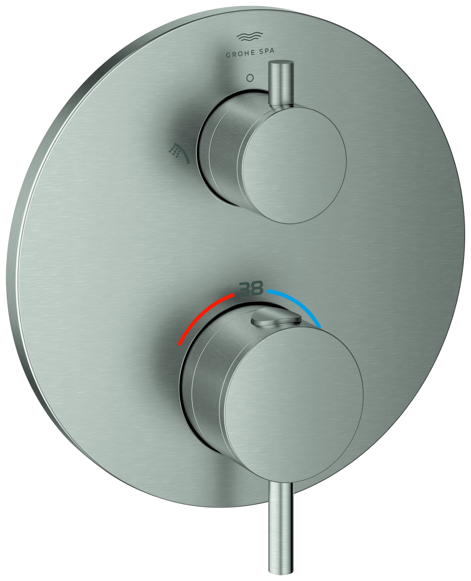 Thermostat-Brausebatterie Atrio 24358, mit integrierter 2-Wege-Umstellung, Fertigmontageset für Rapido SmartBox, chrom