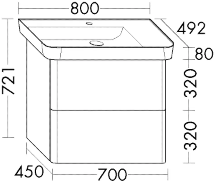 burgbad Iveo Mineralguss-Waschtisch inkl. Waschtischunterschrank SFFU080
