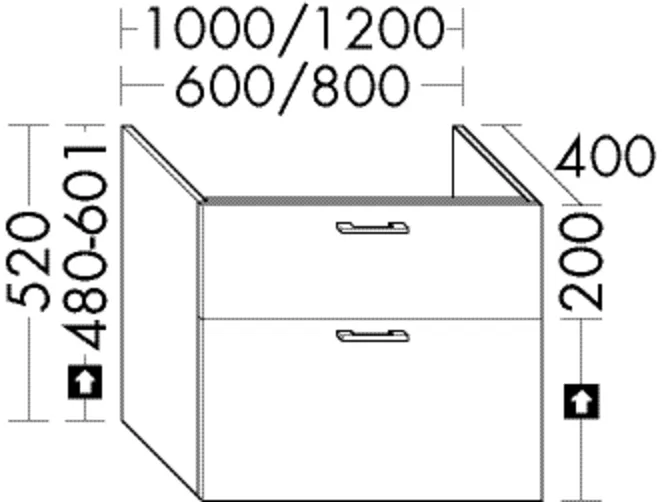 Burgbad Waschtischunterschrank Sys30, 400x600x520 mm, 1 Schublade oben, 1 Auszug unten, inkl. Raumsparsiphon Burgbad Waschtischunterschrank Sys30, 400x600x520 mm, 1 Schublade oben, 1 Auszug unten, inkl. Raumsparsiphon