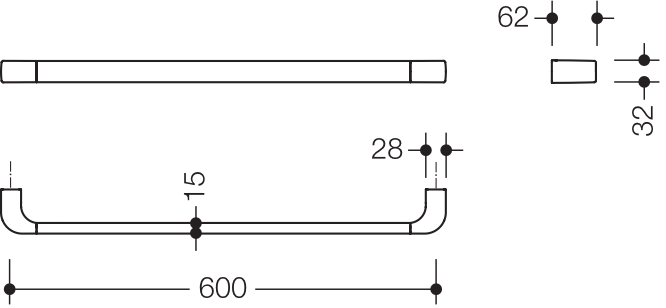 HEWI Haltegriff „System 800“ in Schwarz tiefmatt