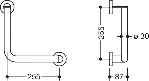 Winkelgriff,d:30, A1/W1:255, pulverbeschichtet weiß tiefmatt Winkelgriff,d:30, A1/W1:255, pulverbeschichtet weiß tiefmatt