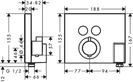 Thermostat Unterputz ShowerSelect FS 2 Verbraucher chrom m.Fixfit u.Porter Thermostat Unterputz ShowerSelect FS 2 Verbraucher chrom m.Fixfit u.Porter