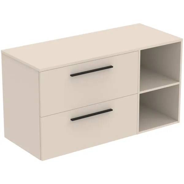 Möbel-Set 120cm i.life B 2 Auszüge 2 offene Fächer Griff Schwarz Weiß matt