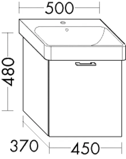 Burgbad Waschtischunterschrank Sys30, 480 mm hoch, 450 mm breit, 370 mm tief, 1 Auszug, 260 mm Wanneneinbaumaß