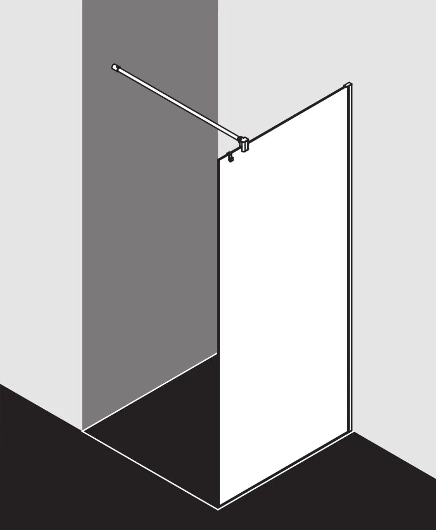 Kermi Duschdesign MENA WALK-IN Wall, H 2000 mm, 800x800 mm, Silber Hochglanz