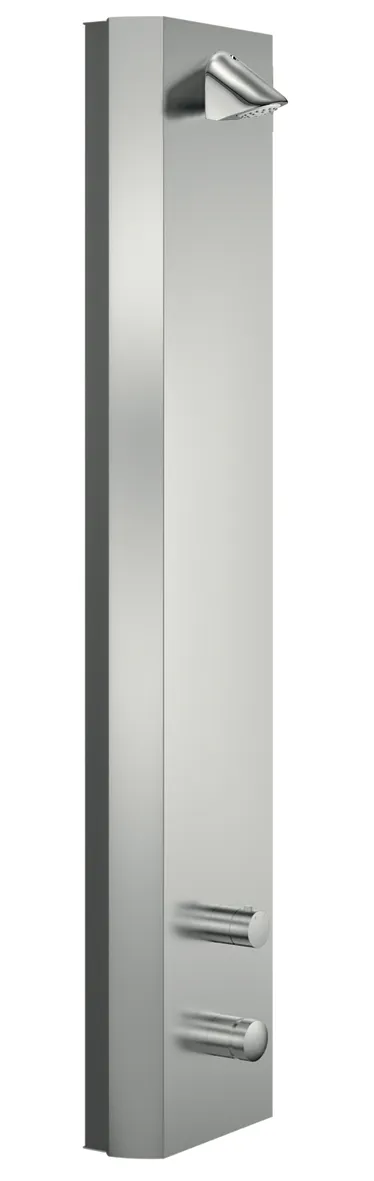 Duschpaneel LINUS Inox DP-SC-T, Mischwasser, Thermostat, Selbstschluss, Duschkopf COMFORT Flex, 2x DN 15 G 1/2 AG, B 240 mm x H 1200 mm x T 80 mm, Edelstahl gebürstet Duschpaneel LINUS Inox DP-SC-T, Mischwasser, Thermostat, Selbstschluss, Duschkopf COMFORT Flex, 2x DN 15 G 1/2 AG, B 240 mm x H 1200 mm x T 80 mm, Edelstahl gebürstet