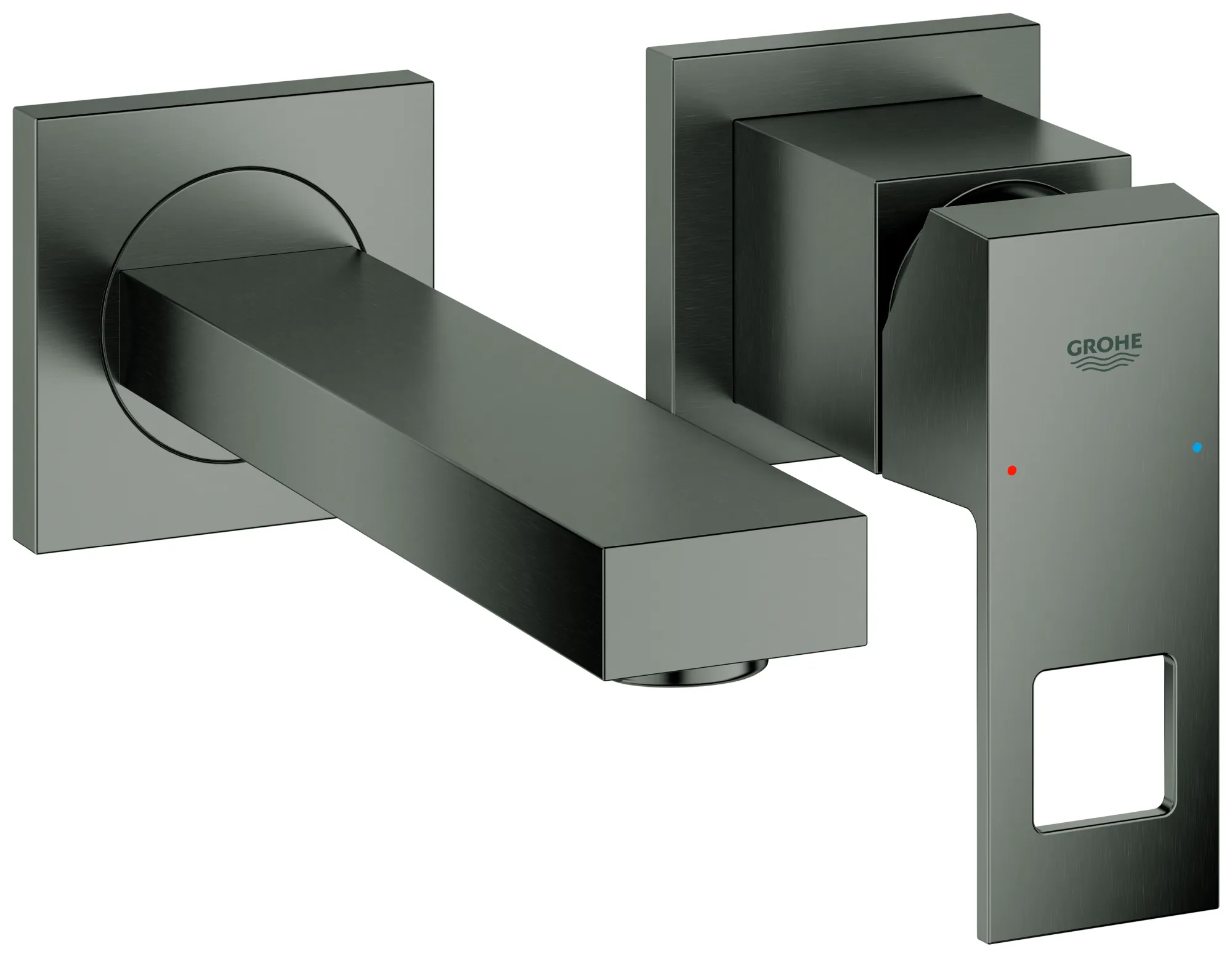 Grohe Eurocube 2-Loch-Waschtischbatterie Wandmontage hard graphite geb. Farbe: hard graphite (gebürstet) Grohe Eurocube 2-Loch-Waschtischbatterie Wandmontage hard graphite geb. Farbe: hard graphite (gebürstet)