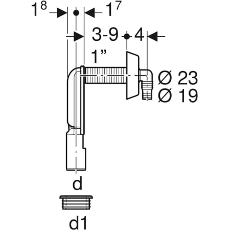 UP-Geruchsverschluss für Geräte, mit einem Anschluss: d=40mm, d1=56mm, weiß-alpin UP-Geruchsverschluss für Geräte, mit einem Anschluss: d=40mm, d1=56mm, weiß-alpin