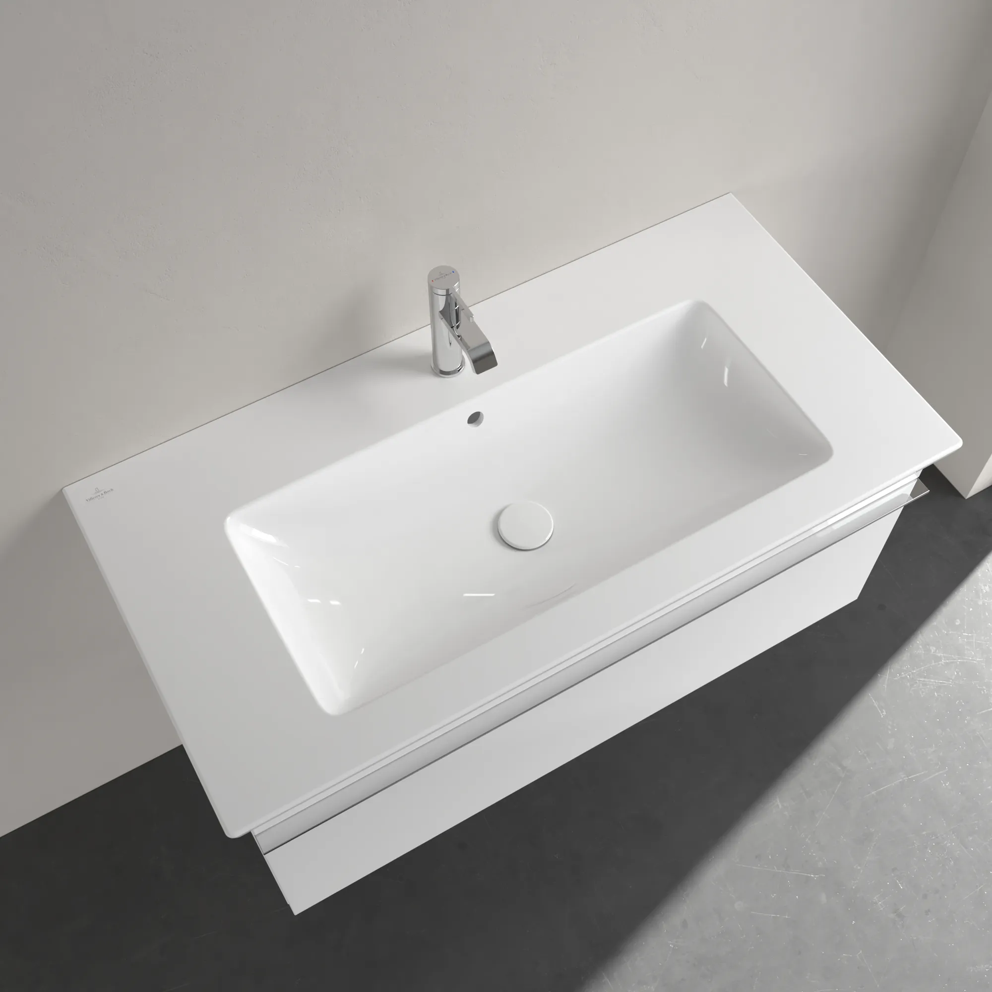 Villeroy & Boch Wandwaschtisch „Venticello“ 1000 × 500 × 170 mm, für Becken mittig, mit Hahnlochbohrung, Hahnlochposition mittig in Weiß Alpin Villeroy & Boch Wandwaschtisch „Venticello“ 1000 × 500 × 170 mm, für Becken mittig, mit Hahnlochbohrung, Hahnlochposition mittig in Weiß Alpin