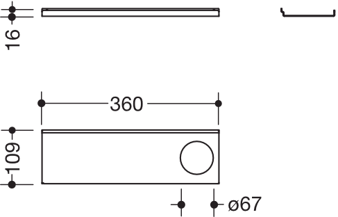 HEWI Ablage in 36 × 1,5 × 10,2 cm